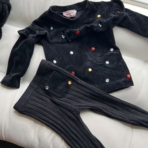Knit ribbed Baby velour set